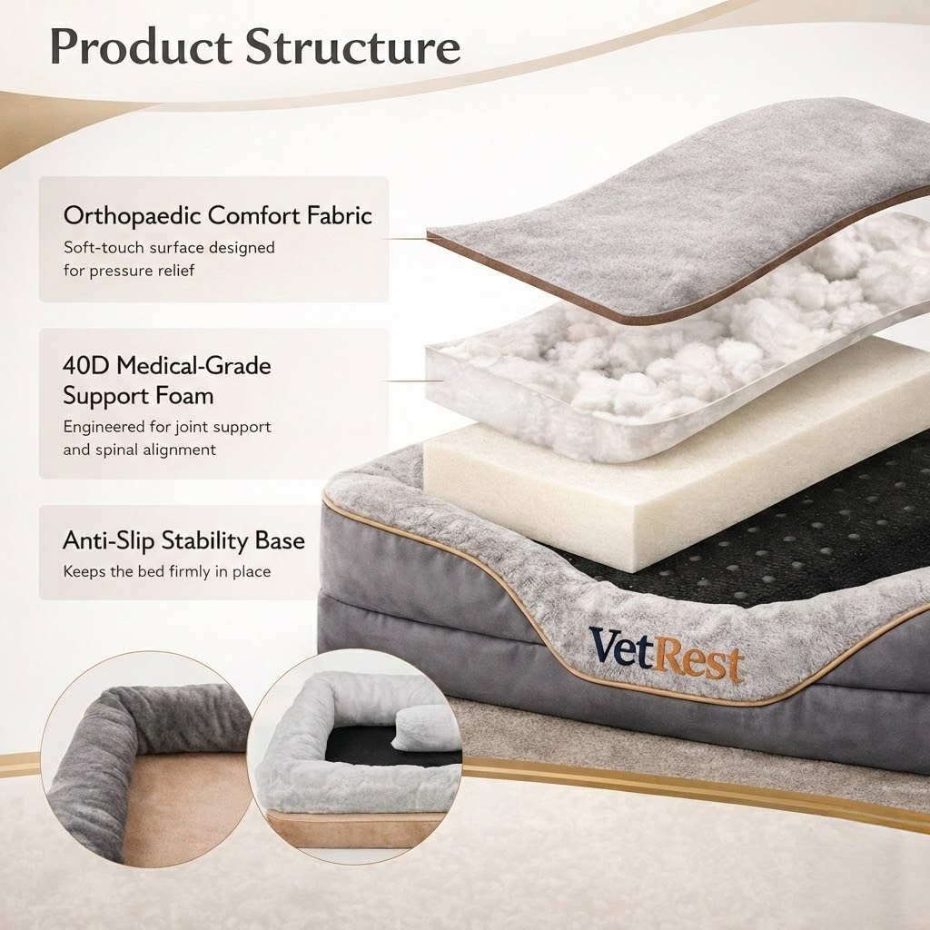VetRest Orthopaedic Memory Foam Support Bed